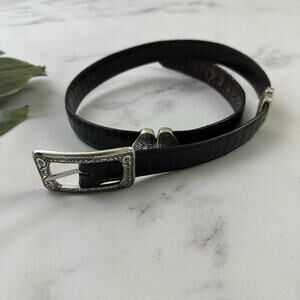 Brighton Vintage Y2k Womens Reversible Belt Size M Black Brown Silver Square